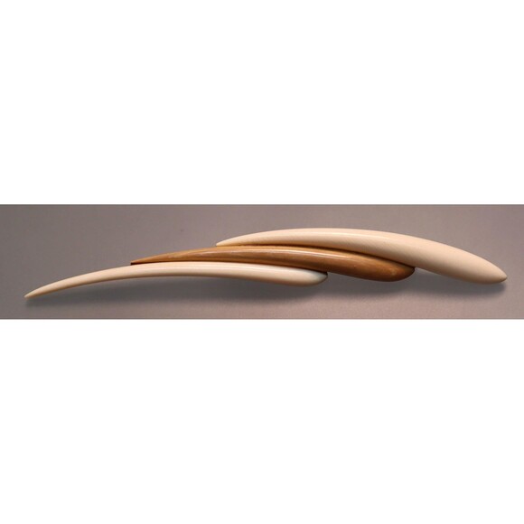 Vintage Celluloid & Wood Brooch Zephyr Pin - Picture 2 of 3